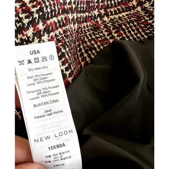 New Look Jacket Coat Blazer Women 2 Plaid lined Dark Academia Dressy Winter Fall - Picture 12 of 12